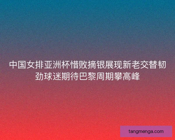 中国女排亚洲杯惜败摘银展现新老交替韧劲球迷期待巴黎周期攀高峰 中国女排亚洲杯惜败摘银展现新老交替韧劲球迷期待巴黎周期攀高峰