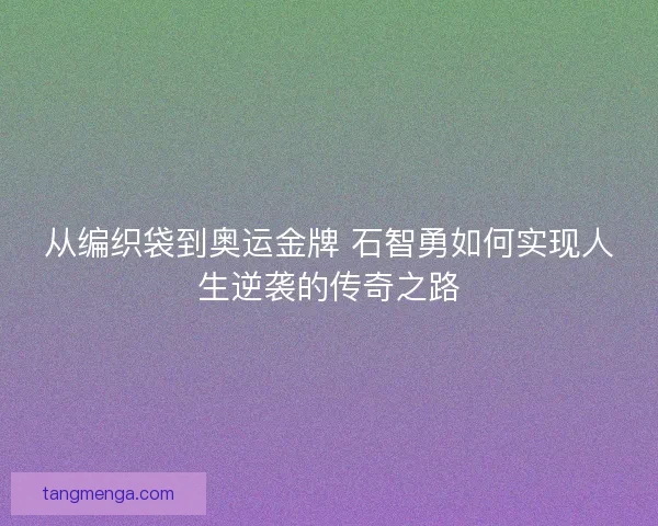 从编织袋到奥运金牌 石智勇如何实现人生逆袭的传奇之路