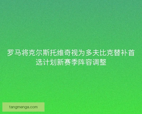 罗马将克尔斯托维奇视为多夫比克替补首选计划新赛季阵容调整