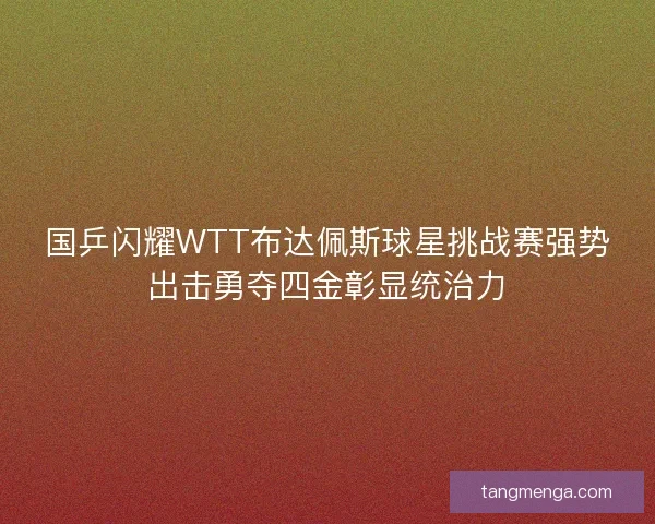 国乒闪耀WTT布达佩斯球星挑战赛强势出击勇夺四金彰显统治力