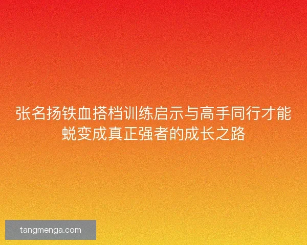 张名扬铁血搭档训练启示与高手同行才能蜕变成真正强者的成长之路 张名扬铁血搭档训练启示与高手同行才能蜕变成真正强者的成长之路