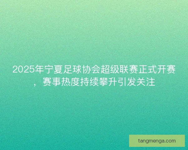 2025年宁夏足球协会超级联赛正式开赛,赛事热度持续攀升引发关注 2025年宁夏足球协会超级联赛正式开赛,赛事热度持续攀升引发关注