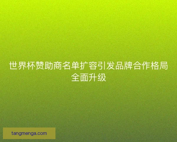 世界杯赞助商名单扩容引发品牌合作格局全面升级