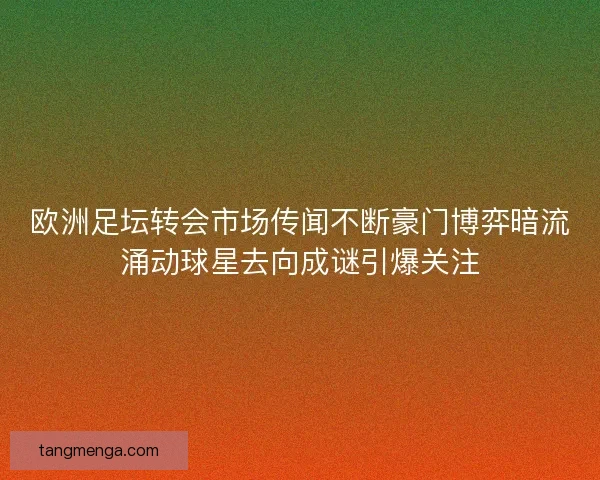 欧洲足坛转会市场传闻不断豪门博弈暗流涌动球星去向成谜引爆关注