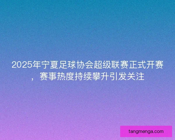 2025年宁夏足球协会超级联赛正式开赛，赛事热度持续攀升引发关注